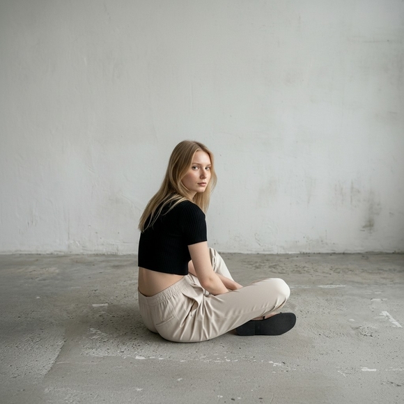 Zara High Waisted Beige Drawstring Pajama Style Ankle Pants XS - Picture 4 of 15